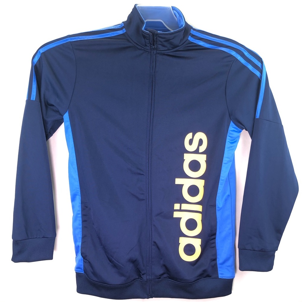 ADIDAS BOYS SIZE Xl 18/20 Blue Thumb Holes JACKET